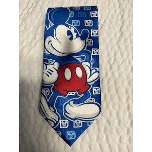 Disney Parks Blue Mickey Mouse Walt Disney World Logo Men's Silk Neck Tie